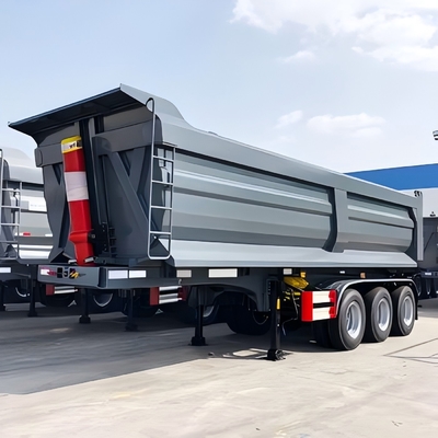 3 Achsen 60 Tonnen schwerer U-förmiger Grauer Halbrohr-Tipper-Anhänger
