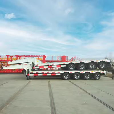 CIMC 4 Linien 8 Achsen 110 Tonnen angepasste Höhe mit Containerverschlüssen Ausdeckungsfähiger Niederbettanhänger