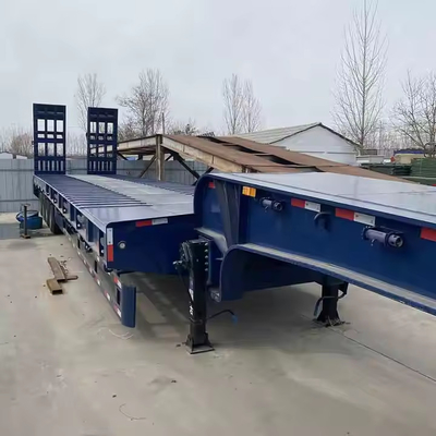 3 / 4 Achsen Niedrigbett Gänsehals Bagger Transport Niedrigbett Halbanhänger 100 Tonnen Niedrigbett Lkw Anhänger
