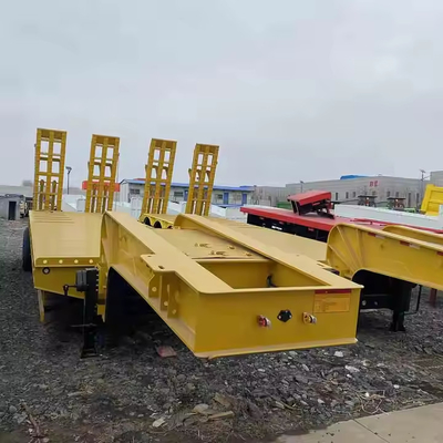 Schwerlastwagen 8 Achsen Lowboy Lowbed Trailer Transport Schwermaschinen Stahl Halbanhänger mit Hydraulikleiter
