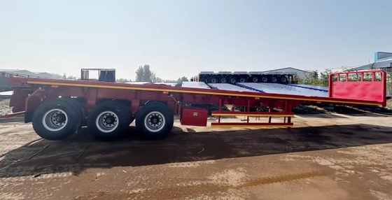 China 3 Achsen 20ft 40ft Container Anhänger Ladung Flatbed Flatbed Semi-Trailer mit Container Schloss